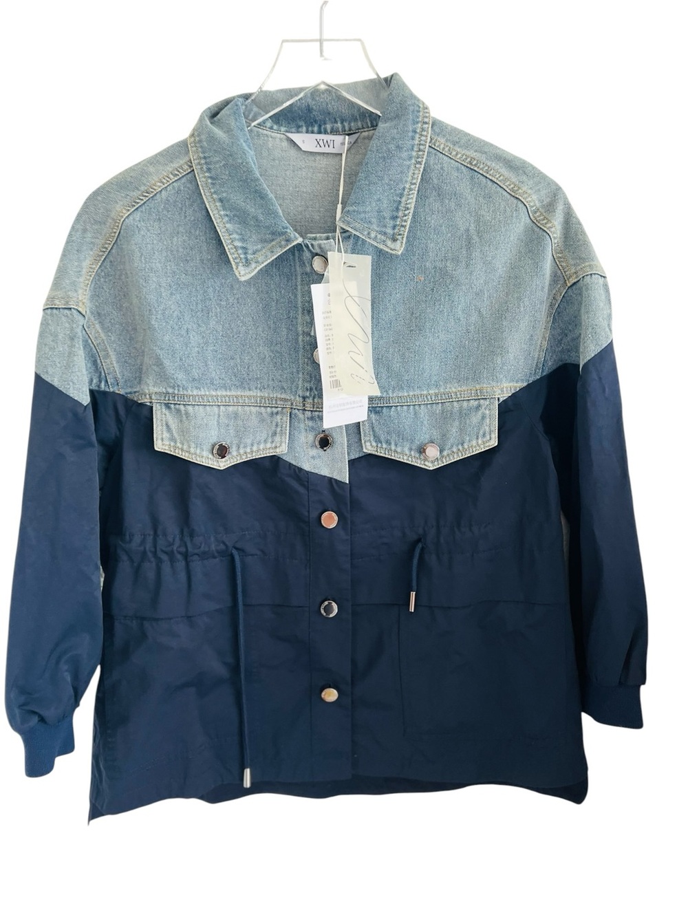 XWI Two-Tone Denim & Navy Pullover Jacket Top